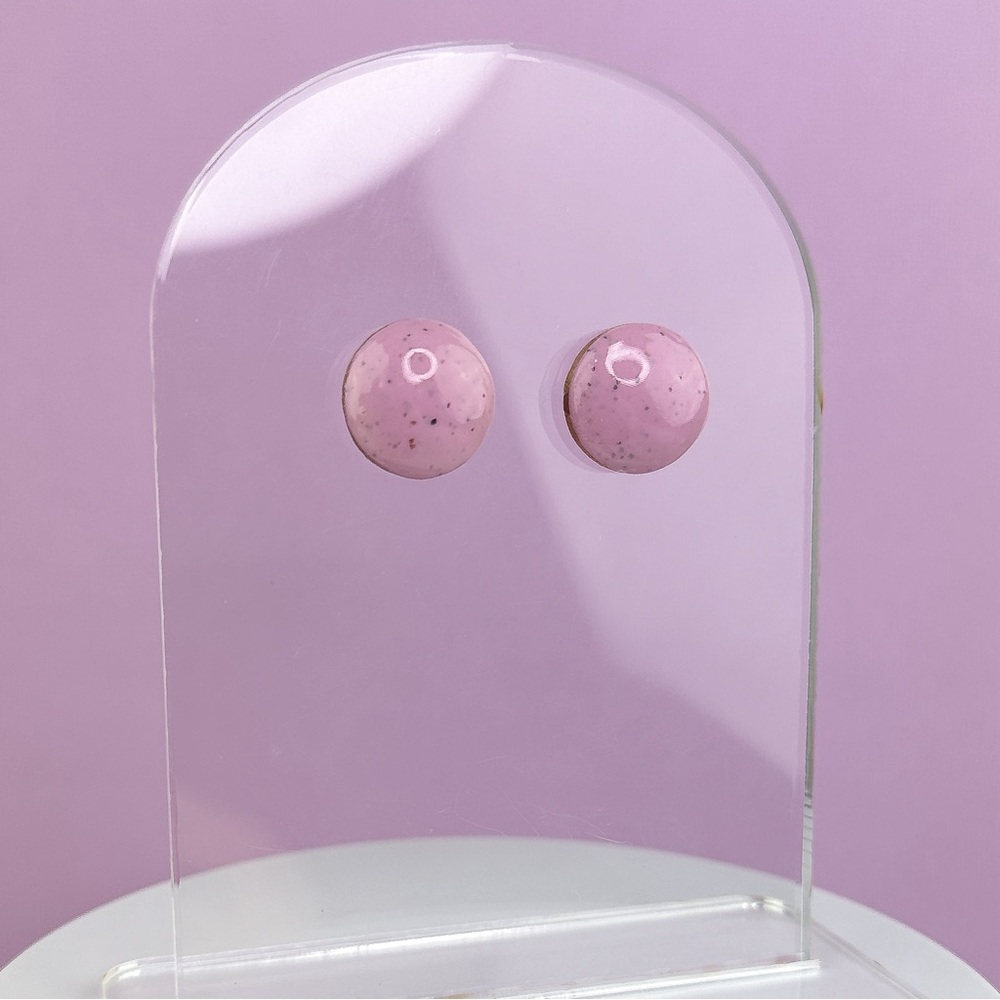 Round Glossy Handmade Polymer Clay Large Stud Earrings